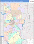 Shreveport-Bossier City Metro Area Digital Map Color Cast Style